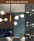 Straight Up Fire Modern Chandelier For Dining Room With Black And Gold Sputnik Ceiling Light Fixture Designed To Hella Elevate Your Everyday Home Vibe Instantly, showcasing rotatable arms and multiple bulbs.