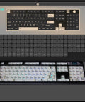 Next Level Full Size Mechanical Keyboard Barebones Kit Decked Out With Smart Screen And Volume Knob Hot Swappable Gasket Mount Tri Mode Wireless Qmk Via Programmable Legit Smooth Rgb Backlit Board Black showing key layout and customizable components.