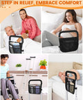 Heavy Duty Bed Assist Rail For Seniors Adjustable Side Rail With Storage Bag and Straps visible in bedroom settings with people