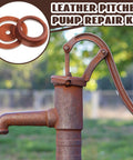 Two Set Leather Pitcher Pump Repair Kit With Leather Lower Valves And Leather Cups For Spout Hand Press Replacement shown