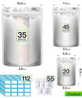Complete 100 Pack Mylar Bags With 400cc Oxygen Absorbers For Long Term Food Storage showing different sizes and quantities