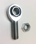Beefed Up 1/2 Inch Heim Joint With Jam Nut, Left Hand Thread, 1/2-20 Bore, 4130 Heat Treated Chromoly Rod End With Kevlar PTFE Liner For Off Road Suspension And Steering Systems, shown with jam nut