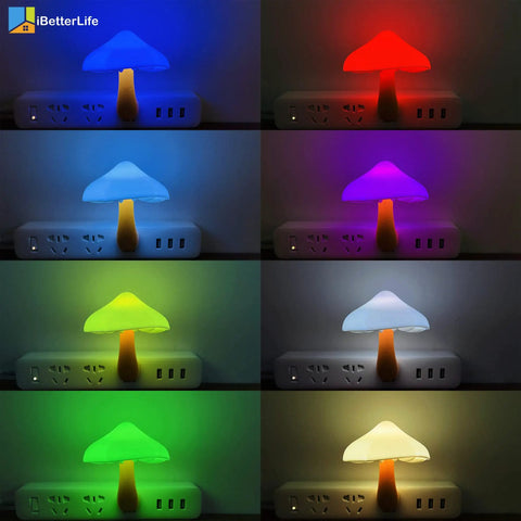 Mushroom Sensor Night Light With Auto Dusk To Dawn Glow Plug In 7 Color Changing LED Lamp For Bedroom Bathroom Stairs And Hallway