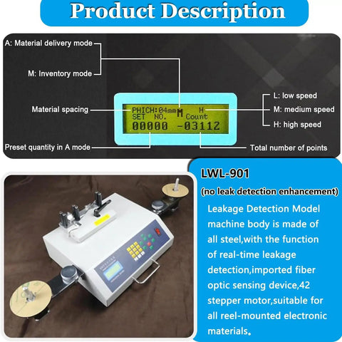 Automatic SMT SMD Parts Counter With LCD Display And Capacitance Reel Counter For Pro Grade Precision Mechanical Parts Processing, 25W Photoelectric Counting Machine For High Accuracy Component Counting, LCD screen and reel unit