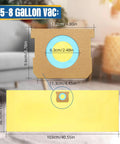 12 Pack 10 To 14 Gallon Vacuum Bags For Wet Dry Vacuums Compatible With Type I And Type F Models 90672 yellow bag dimensions.