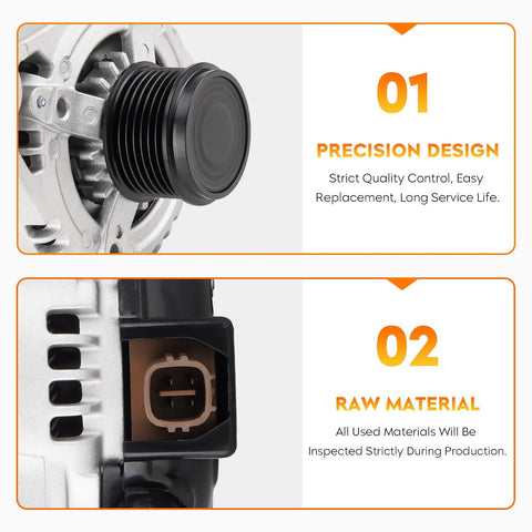 Detailed view of Premium Replacement Beefed-Up Alternator 11137N showing precision design and material quality