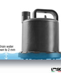 Ultra Zero 793 GPH Multi Purpose Water Pump With Garden Hose Connection And Portable Handle; side view, drainage illustration.