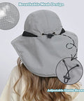 Kids Quick-Dry Sun Hat With Neck Flap UPF 50 Plus Breathable Bucket Hat For Baby Boys And Girls Safari Beach Summer Lightweight Light Grey