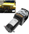 Rock Solid 3000 Pound Electric Winch For Trailers And Trucks With Steel Rope And Rustproof Planetary Gear To Haul Heavy Loads Off Road mounted on a vehicle.