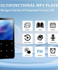 144GB Bluetooth MP3 Player With HiFi Sound Built In Speaker FM Radio Voice Recorder Earphones Included Portable Digital Music Player
