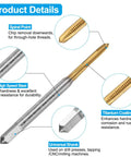 Tap And Drill Bit Set With 2 56 UNC Right Hand Spiral Point Tap And 1 Point 8 Mm Twist Drill Bit Titanium Coated HSS 6542 Tapping