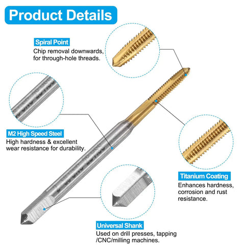 Tap And Drill Bit Set With 2 56 UNC Right Hand Spiral Point Tap And 1 Point 8 Mm Twist Drill Bit Titanium Coated HSS 6542 Tapping