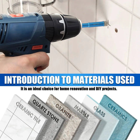 10 Pcs Diamond Hole Saw Kit With Vacuum Brazed Tile Drill Bits For Porcelain And Granite Cutting Dry Or Wet Sizes 1/4 To 2 Inch For Hand Drills And Bench Drills Super Durable Set drilling ceramic tile, marble, granite, glass