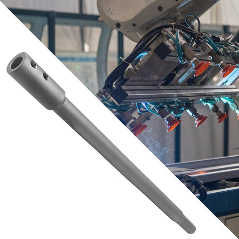 Heavy Duty 2 Pack Seven Plus Ten Inch Forstner Drill Bit Extension With Three Eighth Inch Round Shank Made From Hella Tough High Carbon Steel shown against a workshop background.