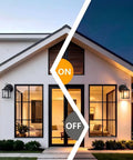 Built Tough E26 Outdoor Porch Light For Home Exterior Wall Matte Black Die Cast Aluminum And Clear Glass Wall Lantern illuminated on home.
