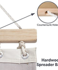 Close-up of 55 inch hardwood spreader bar with countersunk holes for Two Person Hammock For Poolside And Backyard Use Heavy Duty 450 Lbs