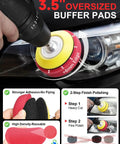 Dope Drill Sanding Attachment Kit with 3.5-inch buffer pad attached to a drill polishing car headlight surface