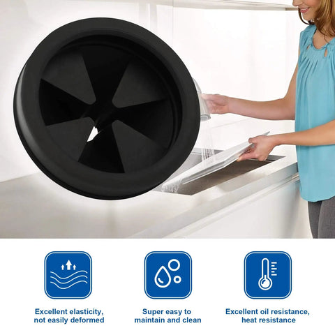 Three And One Eighth Inch Garbage Disposal Splash Guard Collar Baffle For Waste King Whirlaway And GE EZ Mount Disposals in sink.