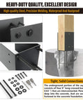 Heavy Duty Stainless Steel U Shape Post Holder For Concrete Use 6x6 Inch Actual 5.5x5.5 Inch Post Base Bracket For Fence Deck Railing Gazebo Pergola 4 Pack Dark Gray shown with bolts and rebar in concrete