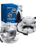 Front Wheel Bearing Hubs Assembly Set For 2WD 6 Lug Ford F-150 Expedition And Lincoln Navigator 2011 To 2014 Replacement Pair Front Left And Right Hub Bearings in packaging, showing hub components and ABS sensor wire.