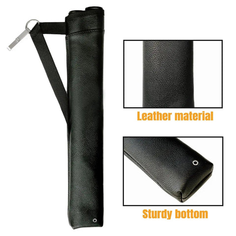 Hip Two-Tube Archery Quiver With Belt Clip Lightweight Youth Arrow Holder Features Durable Leather Exterior and Sturdy Bottom