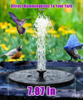 Upgraded Solar Fountain For Garden Pond And Bird Bath With 60 LED RGB Lights 7 Nozzles Attracting Birds, 7.87 inch diameter