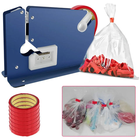 Solid Steel Bag Sealer With Slick Non Slip Base And Seven Rolls Of Sealing Tape Precision Auto Trim Blade used for sealing produce bags.