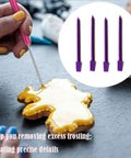 Purple Cookie Scribes And Scrapers Set Of 6 Baking Decorating Tools For Royal Icing Detail Work To Smooth Corners Like Butter And Totally Ditch Frosting Mess Quick Style Your Sweet Treats Like A Pro, using tools on iced cookie.