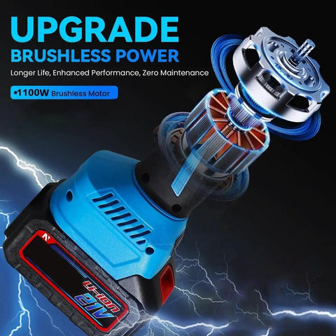 Cordless Pipe Polisher Sander With Adjustable Speed Rechargeable Grinder showing 1100W brushless motor design