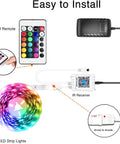 32.8 Ft Smart RGB LED Strip Lights For Bedroom With App Control And Remote, IR remote, and power adapter