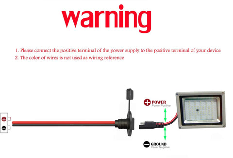 SAE Power Socket Sidewall Connector 2 Pin Quick Connect Cable For Solar Panel Flush Mount Weatherproof Plug image showing connection instructions.