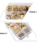 120-Piece M3 Brass Hex Standoff Spacer Kit With Dope Male-Female And Female-Female Spacers Plus Screws, All In A Compact Storage Box For Easy Motherboard Mounting, Quick Assembly, And Organized Parts. Brass standoffs and screws in a storage box