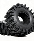 1.3 Inch RC Crawler Tires Mud Slingers X Soft Sticky Compound For 1/24 And 1/18 Scale Rigs, 72mm by 28mm, tread design visible