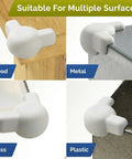 Tot Approved Silicone Corner Protectors For Baby Proofing Tables And Desks Using Heavy Duty Peel And Stick System To Cushion Hard Hits And Shield Rowdy Kids From Sharp Edges In Crisp White 12 on wood, metal, glass, and plastic surfaces.