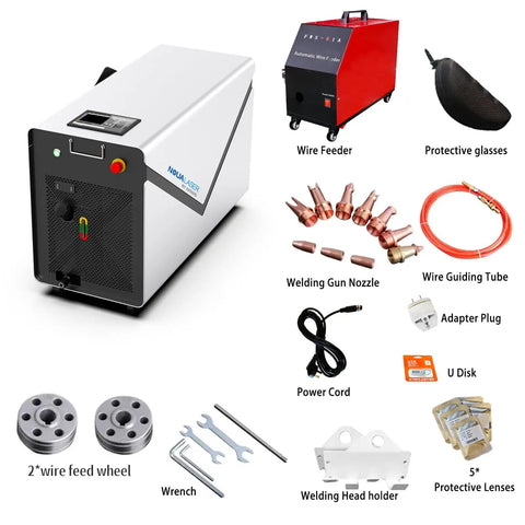 Heavy Duty Handheld Fiber Laser Welder 1200W Portable Four In One Metallic Cutter And Rust Remover With Water Cooled Aluminum Housing, accessories included.