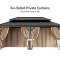 Ultimate Outdoor Gazebo Curtain Replacement 6 Panel Sidewalls 12 Ft By 20 Ft Waterproof Privacy Curtains With Zipper Fits Patio Canopy Garden And Backyard Built Tough UV Resistant Curtain Only