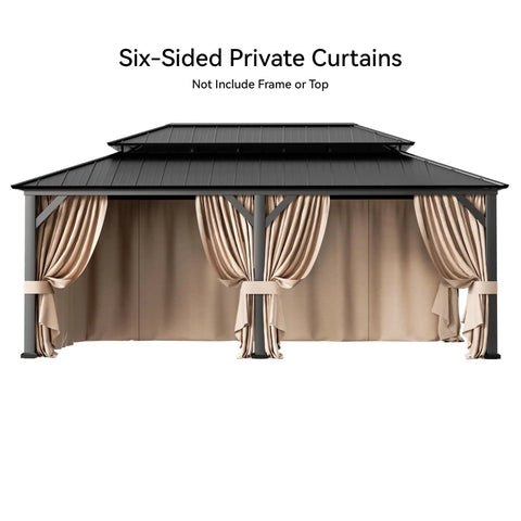 Ultimate Outdoor Gazebo Curtain Replacement 6 Panel Sidewalls 12 Ft By 20 Ft Waterproof Privacy Curtains With Zipper Fits Patio Canopy Garden And Backyard Built Tough UV Resistant Curtain Only