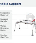 Adjustable Height Sliding Bathtub Transfer Bench With Armrests And Seat Belt For Easy In And Out, 300 Pound Capacity, White RTL12075