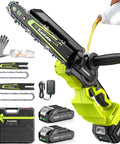 Cordless Mini Chainsaw With Dual 6 Inch And 8 Inch Guide Bars, 1000W Brushless Handheld Power Saw, accessories and oiling