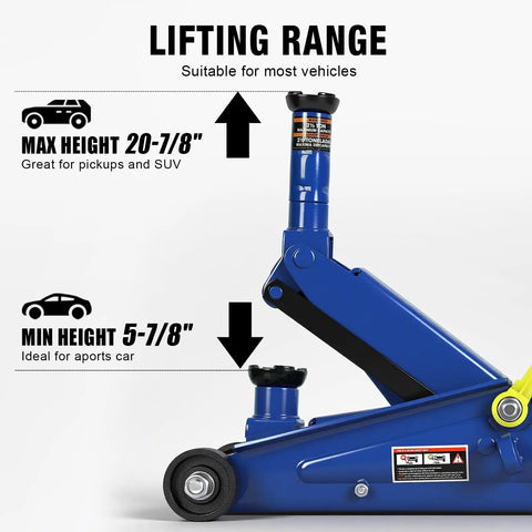 3 Ton Hydraulic Floor Jack With 6000 Lb Capacity For Cars SUVs And Trucks, Beefy Lift Range From 5.8 To 21 Inches displayed