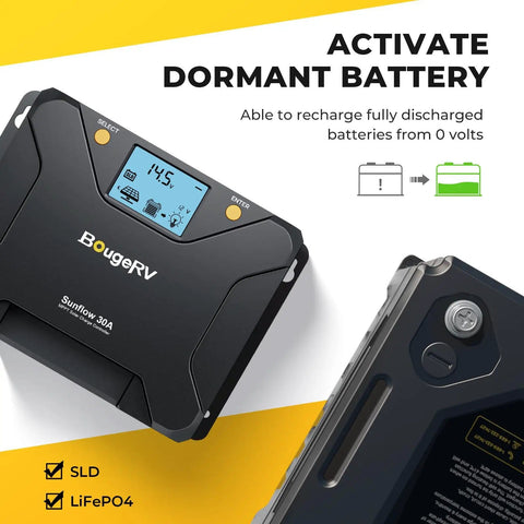 30A MPPT Solar Charge Controller with Low Temp Cutoff App Control and Backlit LCD for 12V 24V Battery Use