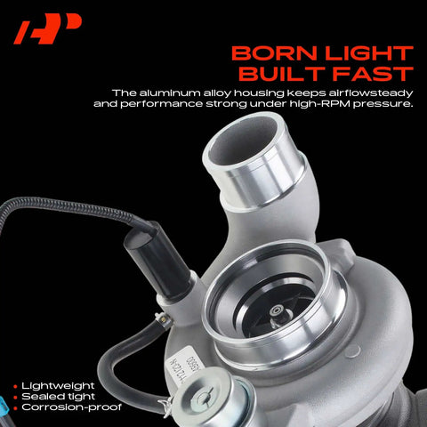 Complete Turbocharger With Gasket And Wastegate Actuator For Dodge Ram 2500 And Ram 3500 2004 To 2007 5.9L Diesel ISB L6 close-up