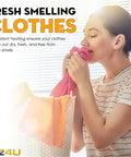 Woman enjoying fresh clothes from Premium Dryer Heating Element Assembly Replacement For Dryers No Fuss Easy Install Durable Coil