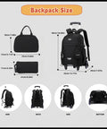 Rolling Backpack for Boys With Wheels Classic Trolley School Bag for Kids Lightweight Multi Pocket Backpack with Lunch Box