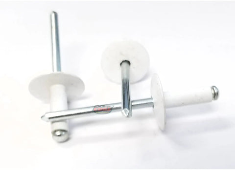 White 3/16 Inch Blind Pop Rivets With Aluminum Body And Steel Mandrel, Large Head Fasteners For.250 To.375 Grip, high clamp power