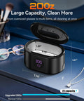 48KHz Ultrasonic Jewelry Cleaner Pro Grade Deep Cleaning Machine With 20oz 304 Stainless Steel Tank Open on Desk