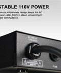 Rack Mount Power Conditioner With Ten US Outlets And Thirty Amps For Pro Audio Gear Home Theater Systems And Stage Studios secure AC input with anti-release design