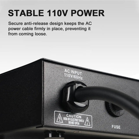 Rack Mount Power Conditioner With Ten US Outlets And Thirty Amps For Pro Audio Gear Home Theater Systems And Stage Studios secure AC input with anti-release design