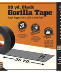 Heavy Duty Black Duct Tape Double Thick Adhesive For Indoor Outdoor Use Grips Rough Surfaces Like Wood Brick Stone Stucco Plaster And More 1.88 Inch By 35 Yards Pack Of 3 image showing roll and packaging details.
