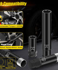 All In One 11 Piece Lug Nut Key Set With 5 6 7 10 12 Spline And Hex Sockets Universal Wheel Lock Remover Kit product display